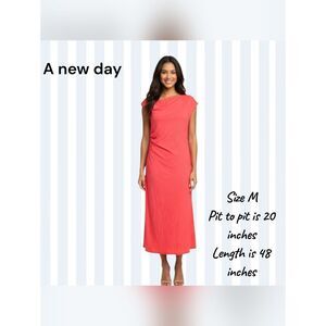A New Day Women's Coral Cap-Sleeve Maxi Dress Size M